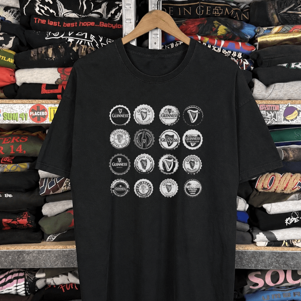 Guinness Bottle Cap Vintage Washed Black T-Shirt