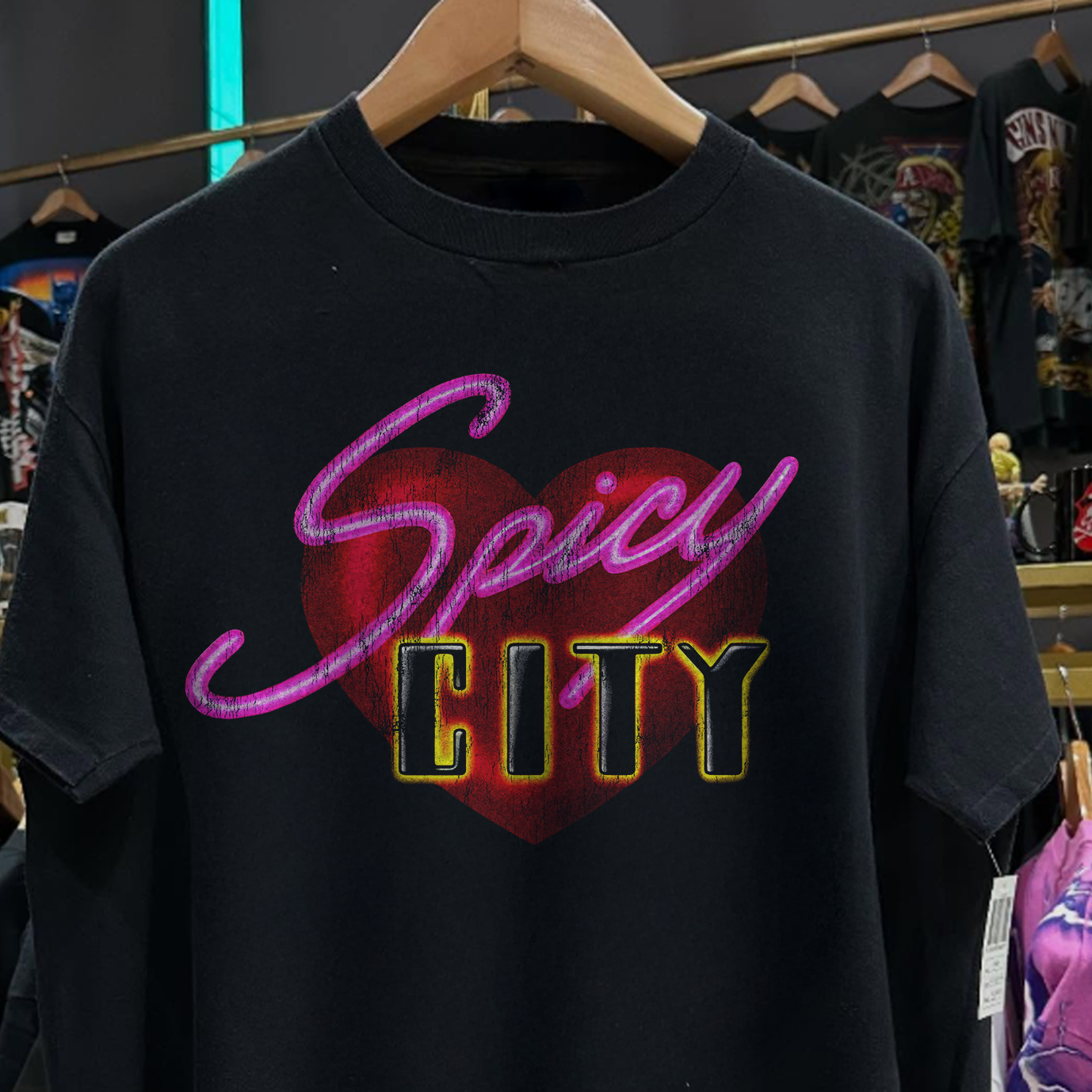 1997 SPICY CITY RARE WASHED BLACK T-SHIRT