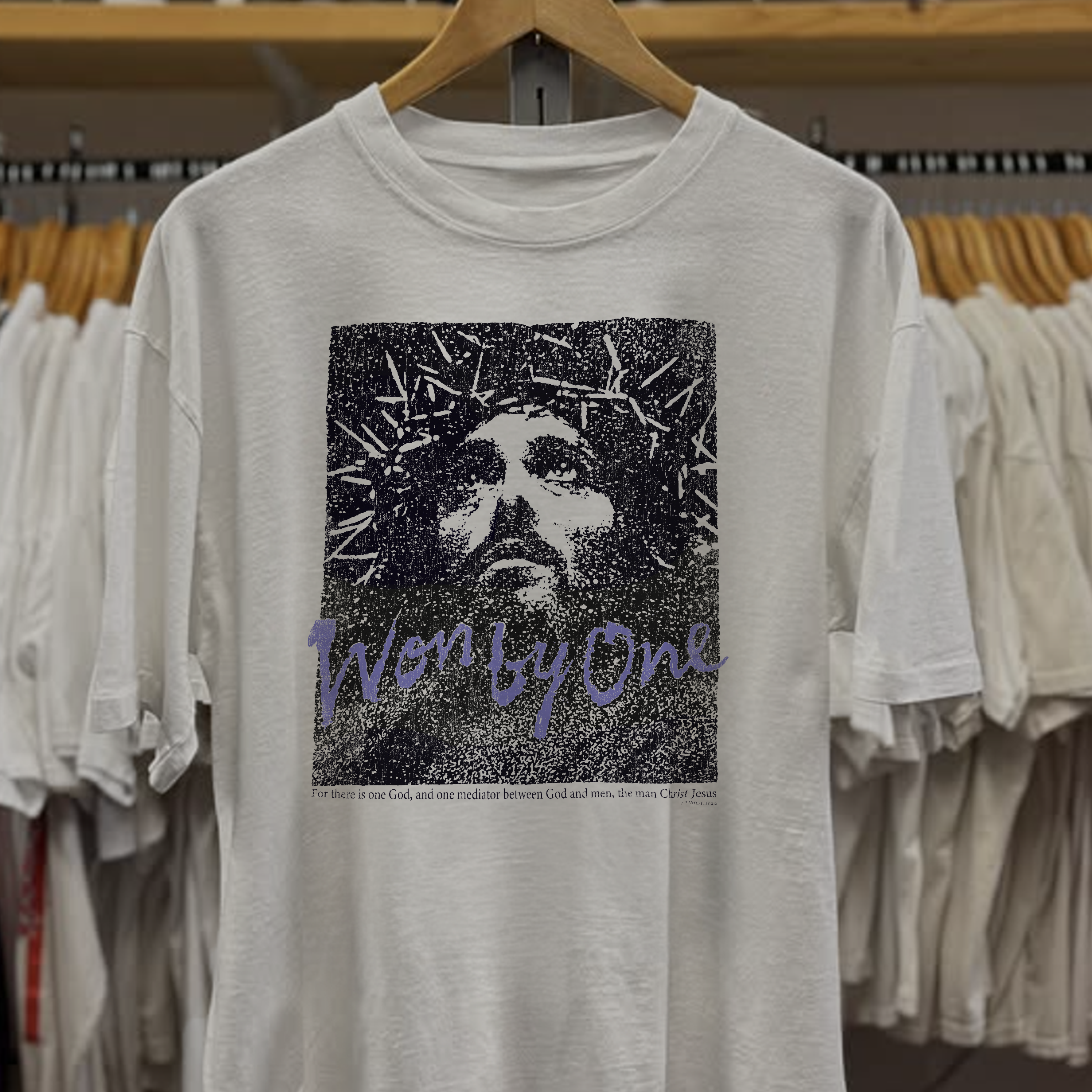 Rare Jesus Worn By One Washed White Tee