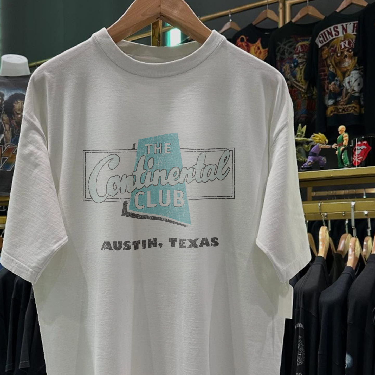 90S THE CONTINENTAL CLUB AUSTIN TEXAS RARE WASHED WHITE T-SHIRT