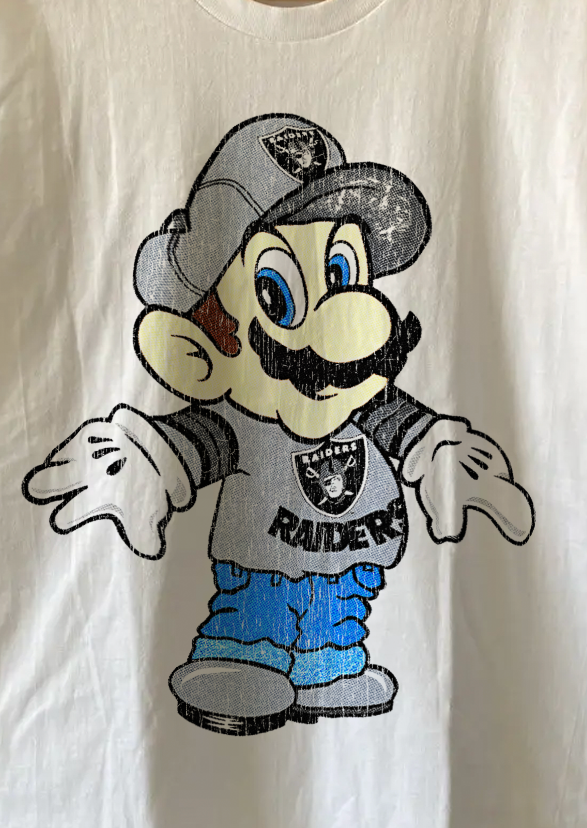 Rare Mario X Raiders Washed White Tee