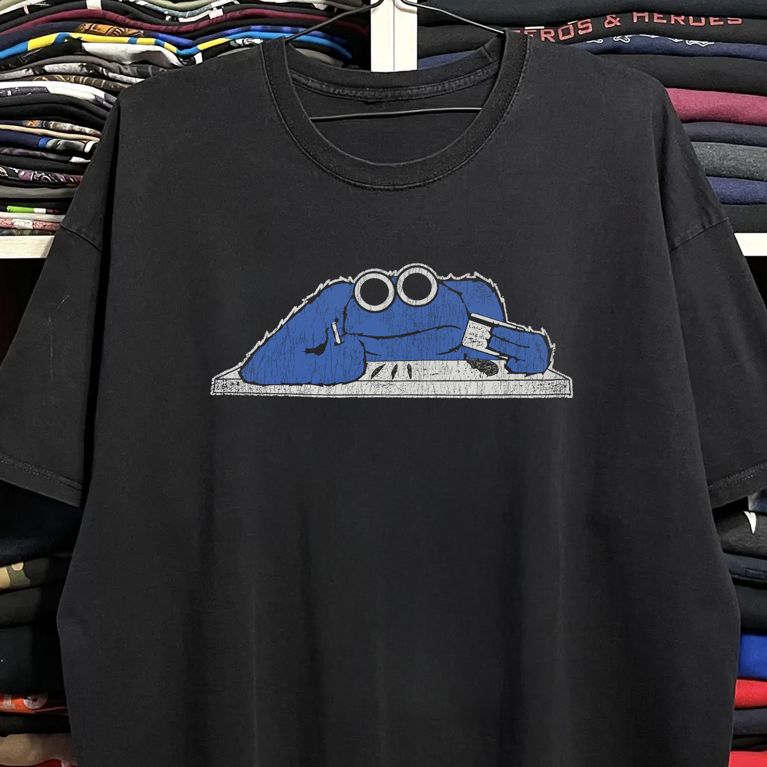 Rare Cookie Monster Parody Washed Black Tee