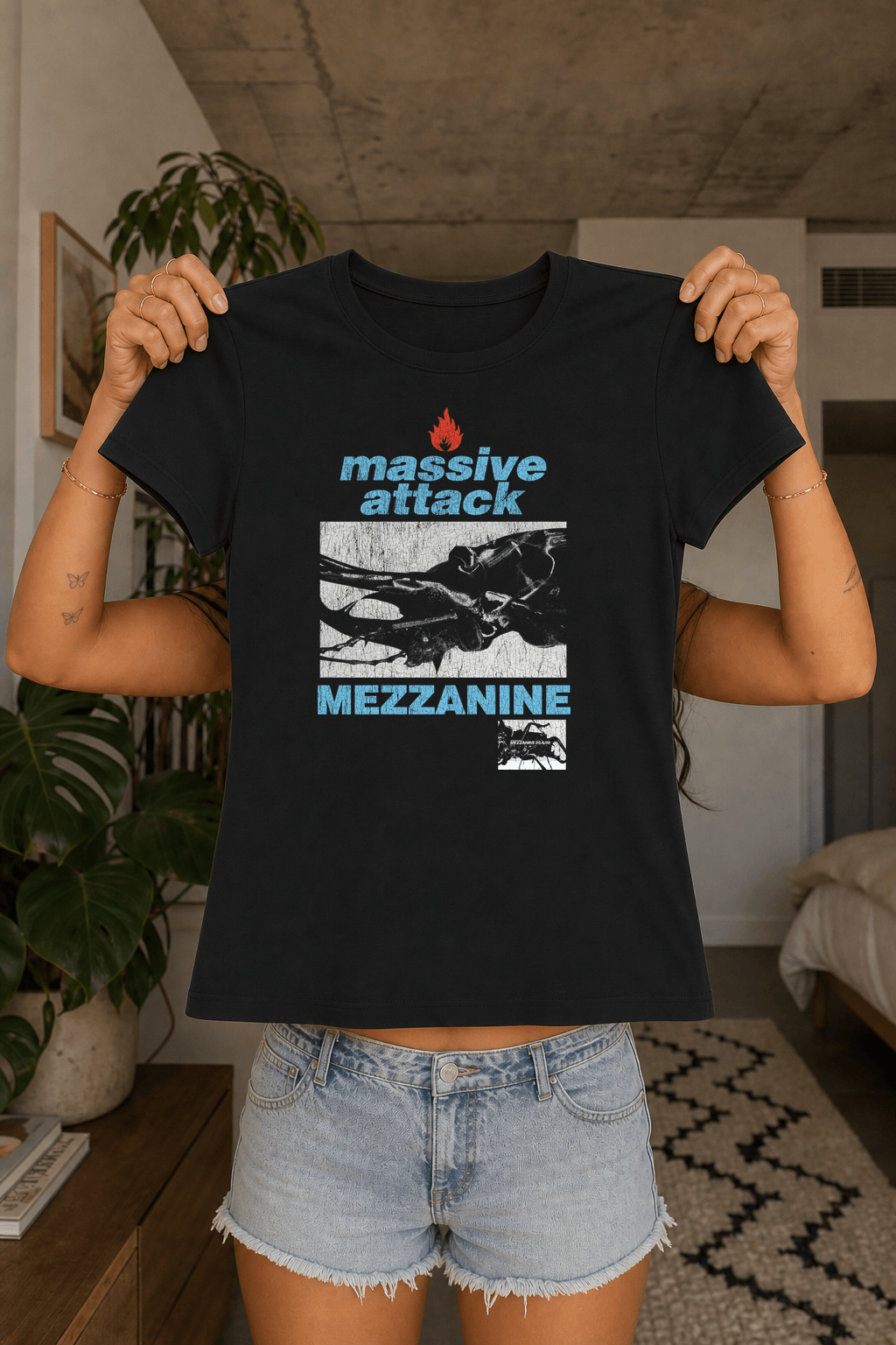 1998 Massive Attack Mezzanine Euro Tour Rare Womens Black Tee