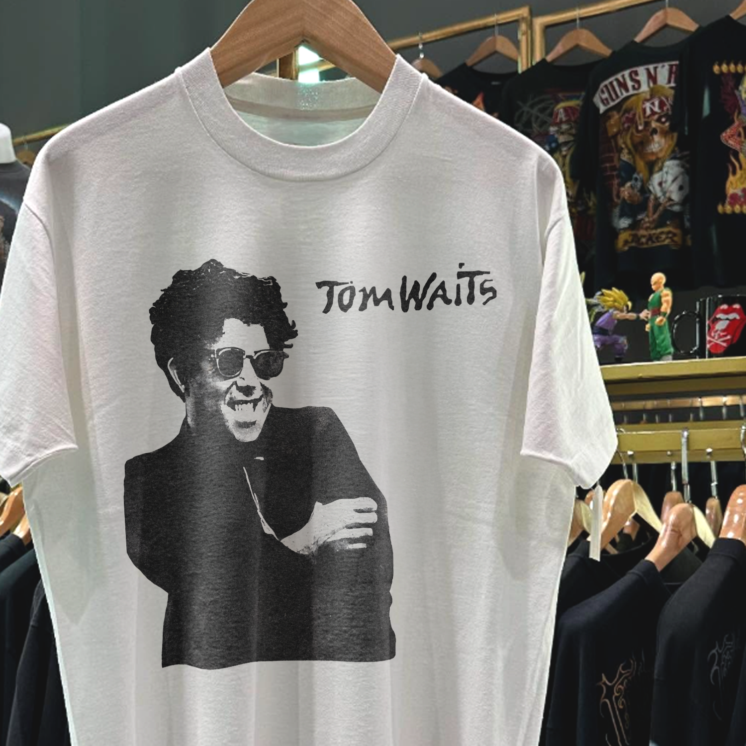 90s TOM WAITS ARAE WASHED WHITE T-SHIRT