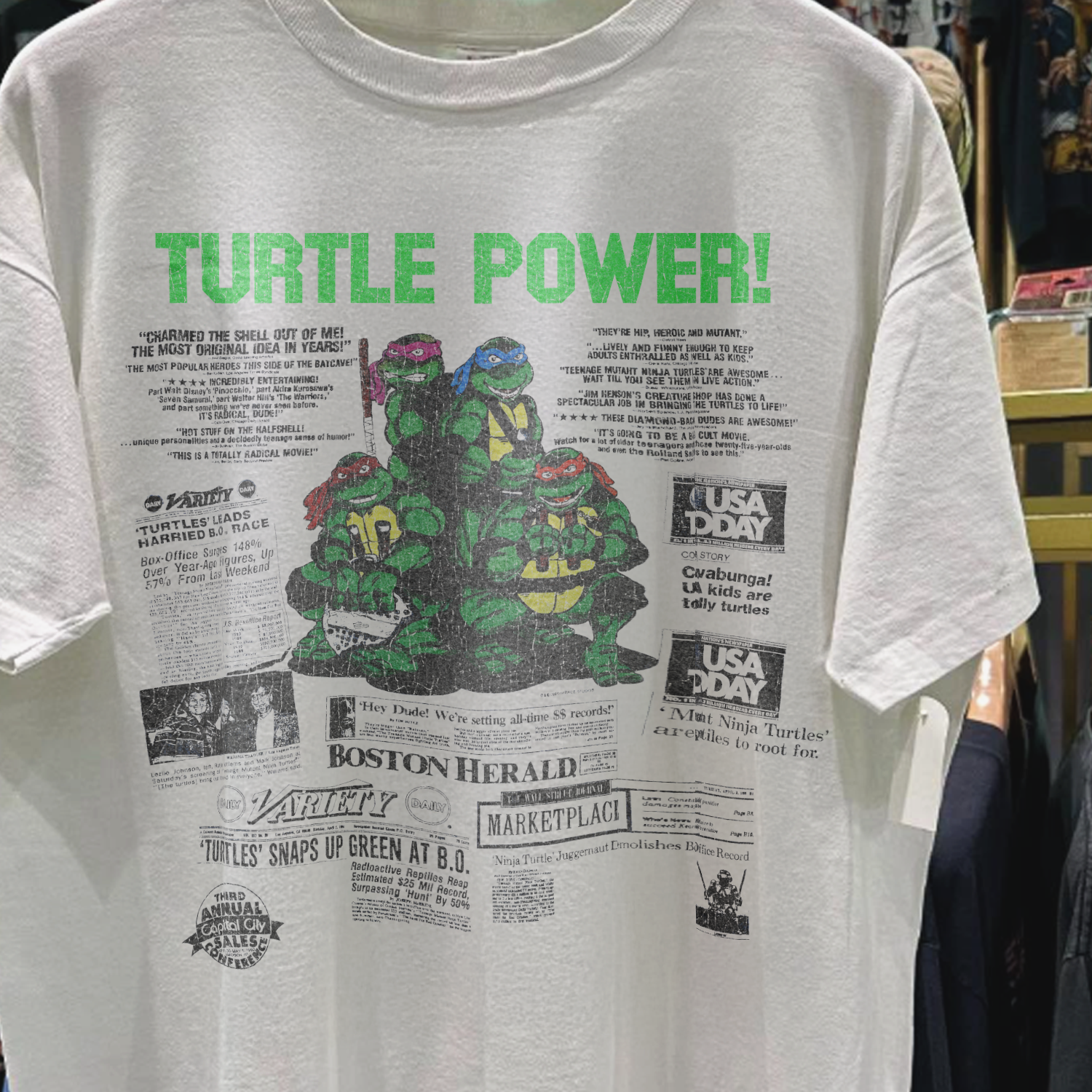 1990 Tmnt Movie Promo Rare Washed White T-Shirt – Strike Anywhere 1990 Tmnt Movie Promo Rare Washed White T-Shirt – Strike Anywhere