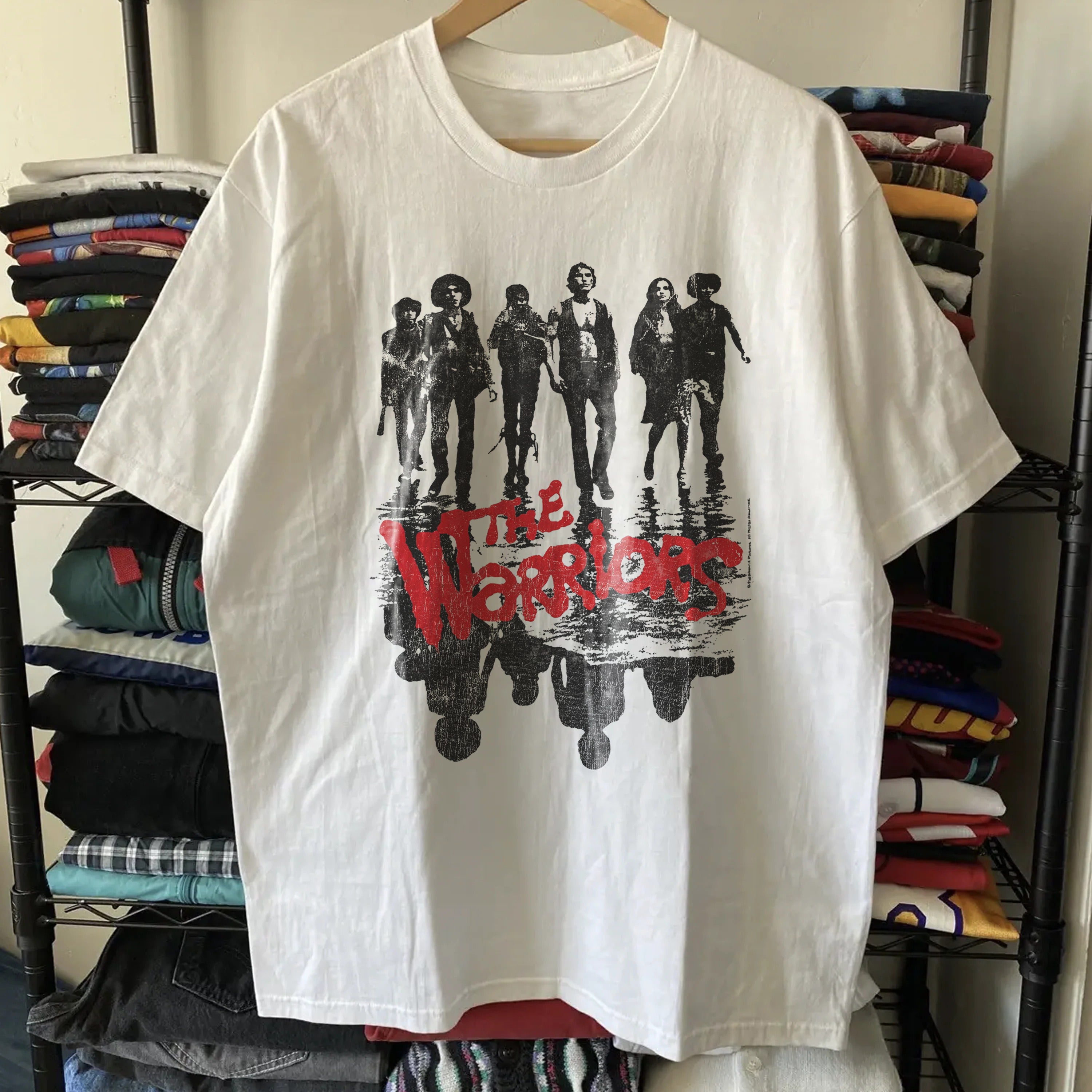 Late 90s The Warriors Washed White Tee