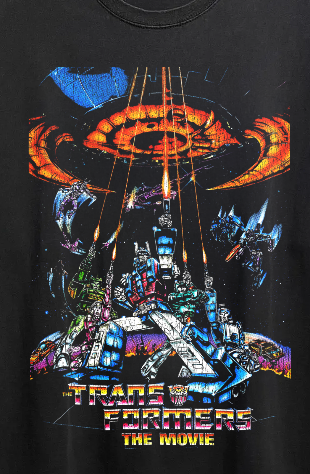Rare Transformers The Movie Washed Black Tee