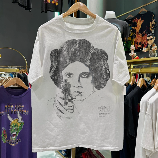 1995 Princess Leia Big-Face Rare Washed White T-Shirt – Strike