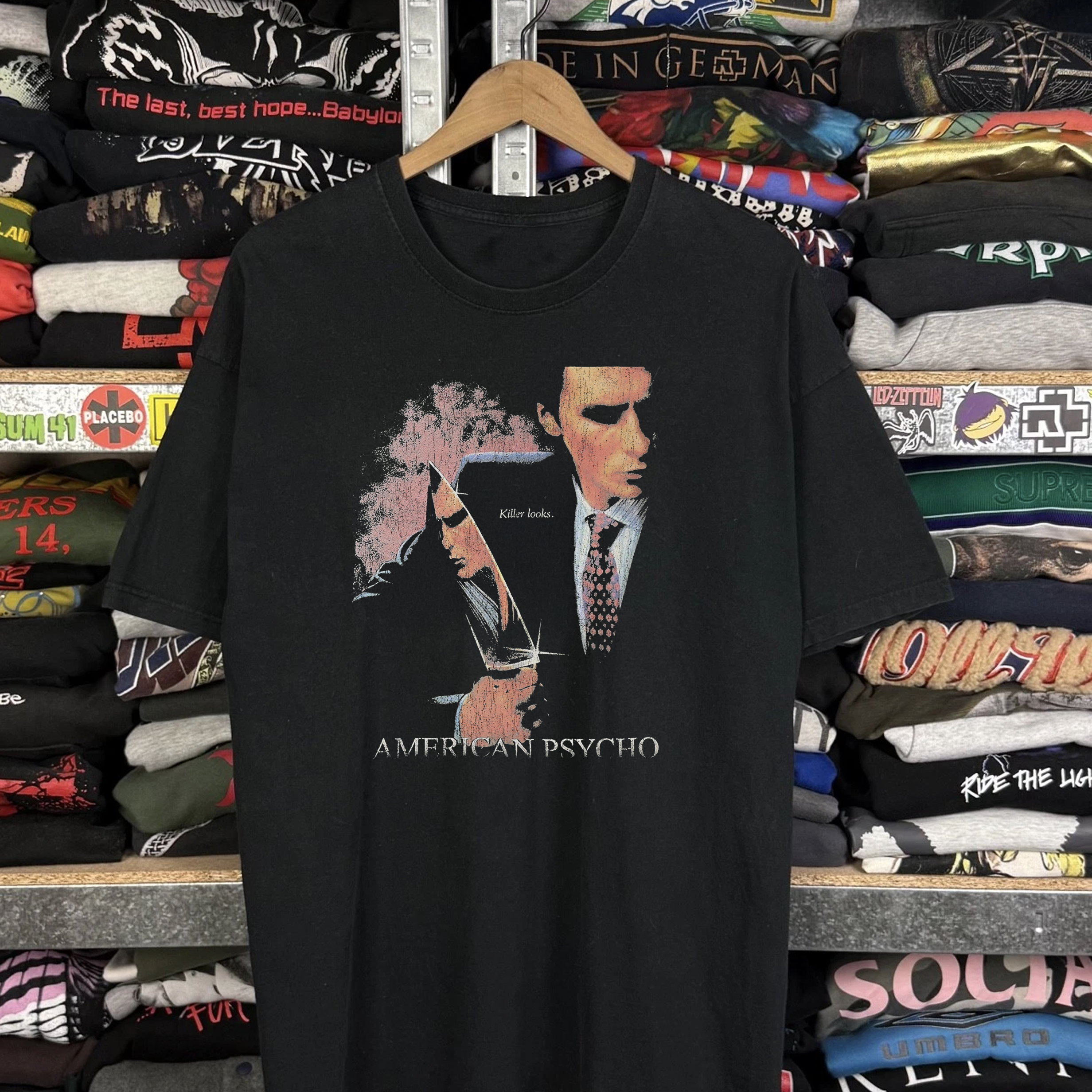 2000 American Psycho Washed Black Tee