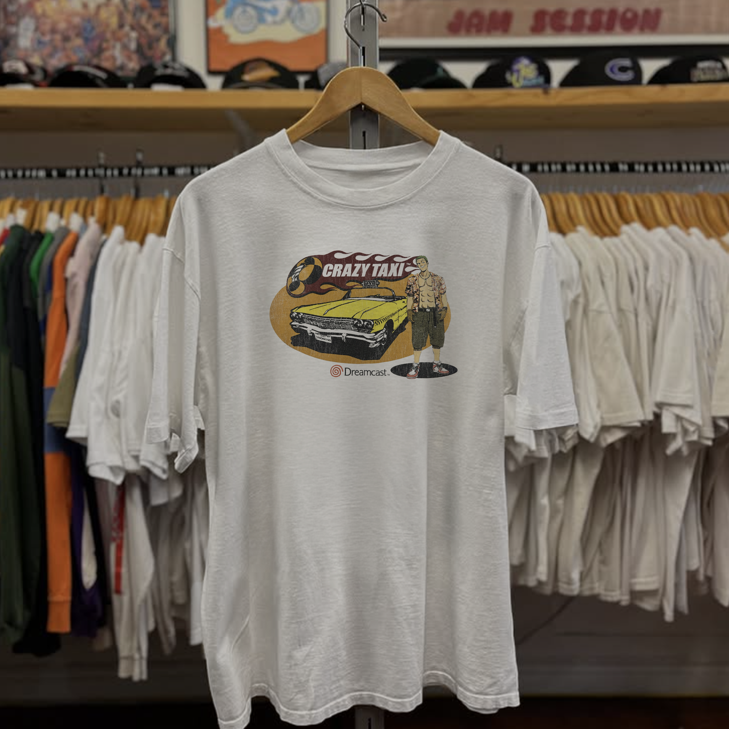 90s Crazy Taxi Dreamcast Washed White Tee