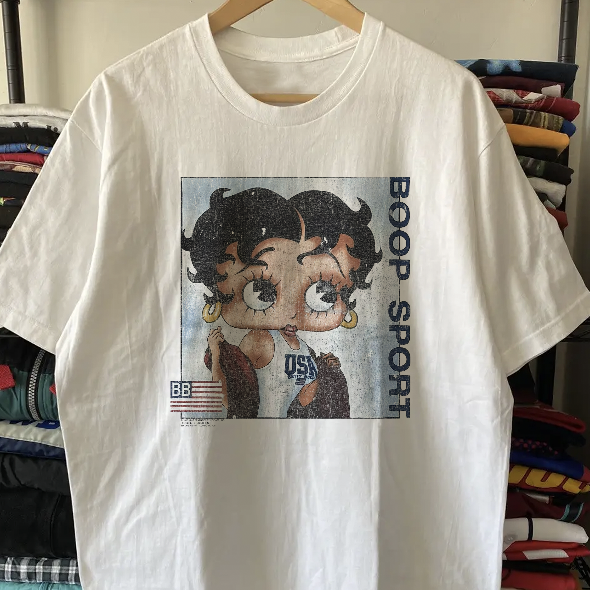 90s Betty Boop Sport Washed White Tee
