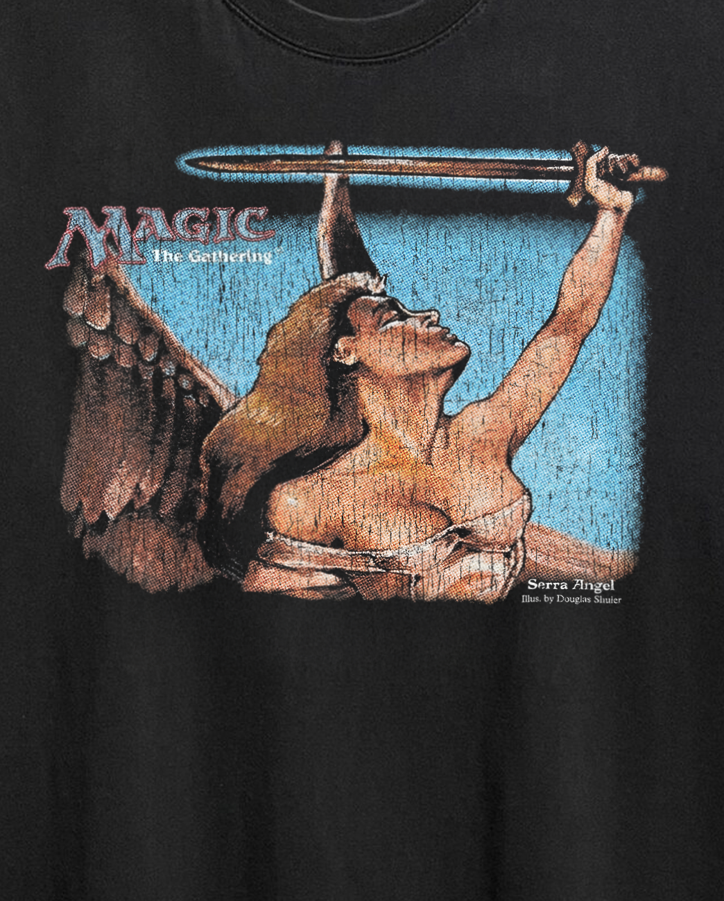 Rare Magic Serra Angel Washed Black Tee – Strike Anywhere Vintage Rare Magic Serra Angel Washed Black Tee – Strike Anywhere Vintage