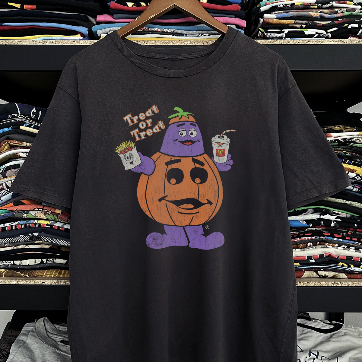 90s Trick Or Treat Halloween McDonalds Washed Black Tee