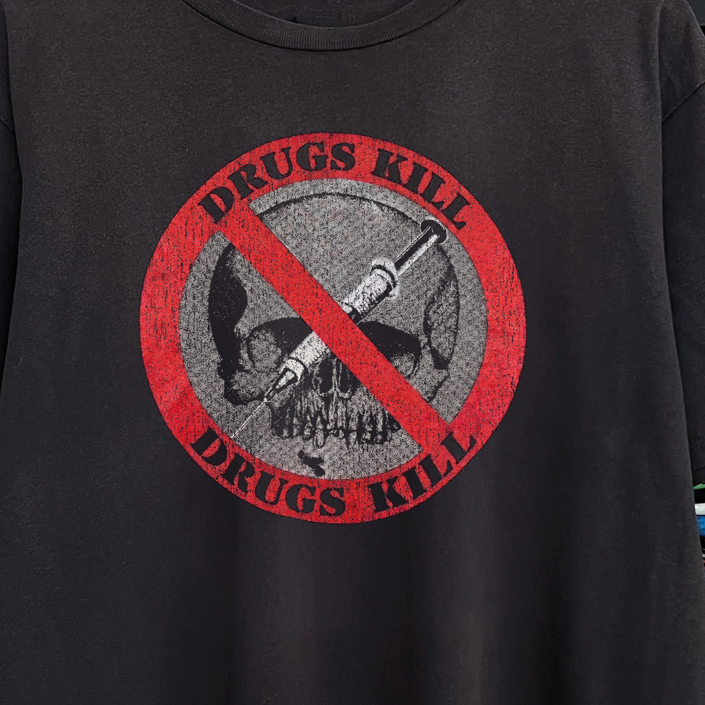 Drugs Kill Anti Drug Washed Black Tee