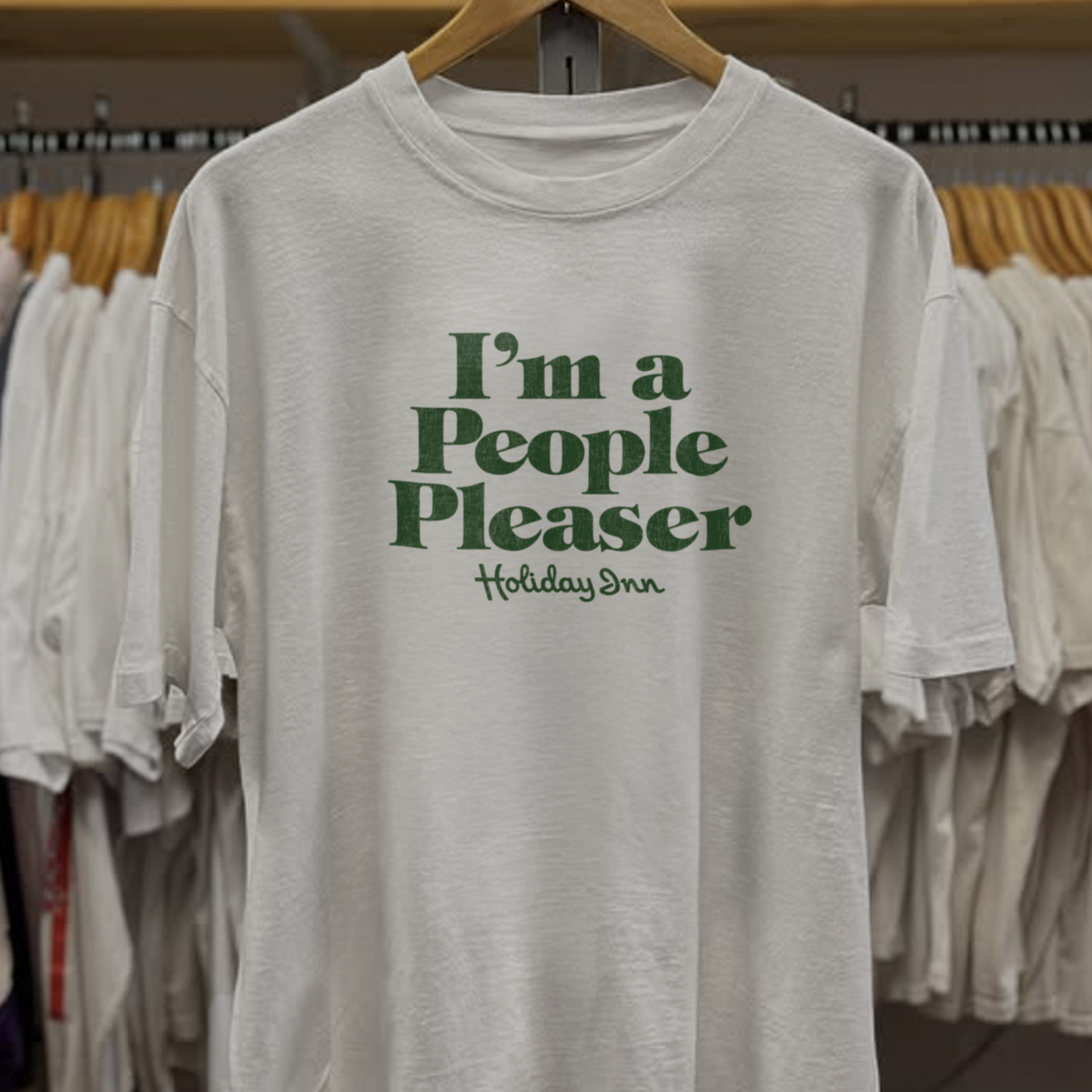 90s People Pleaser Holiday Inn Washed White Tee