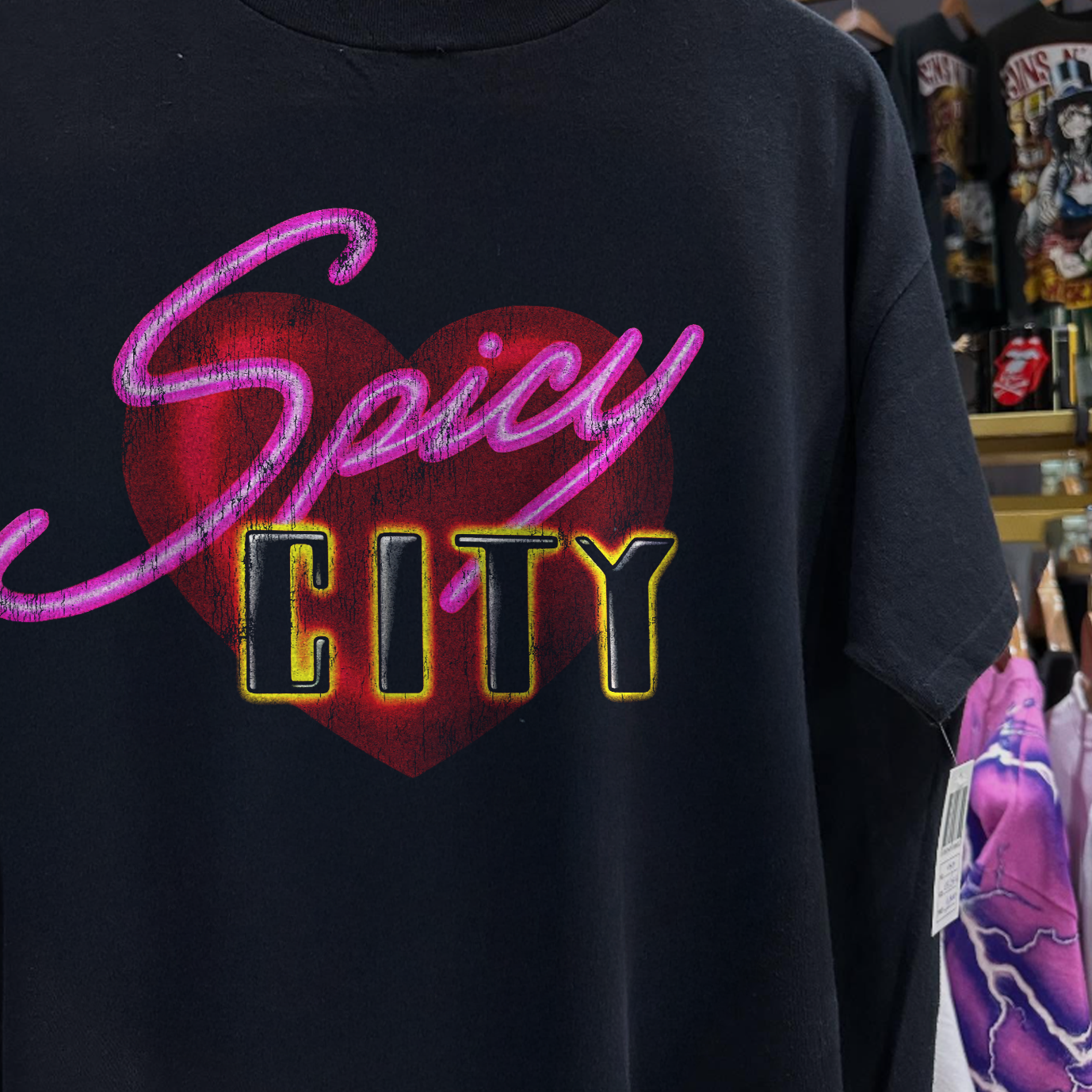 1997 SPICY CITY RARE WASHED BLACK T-SHIRT