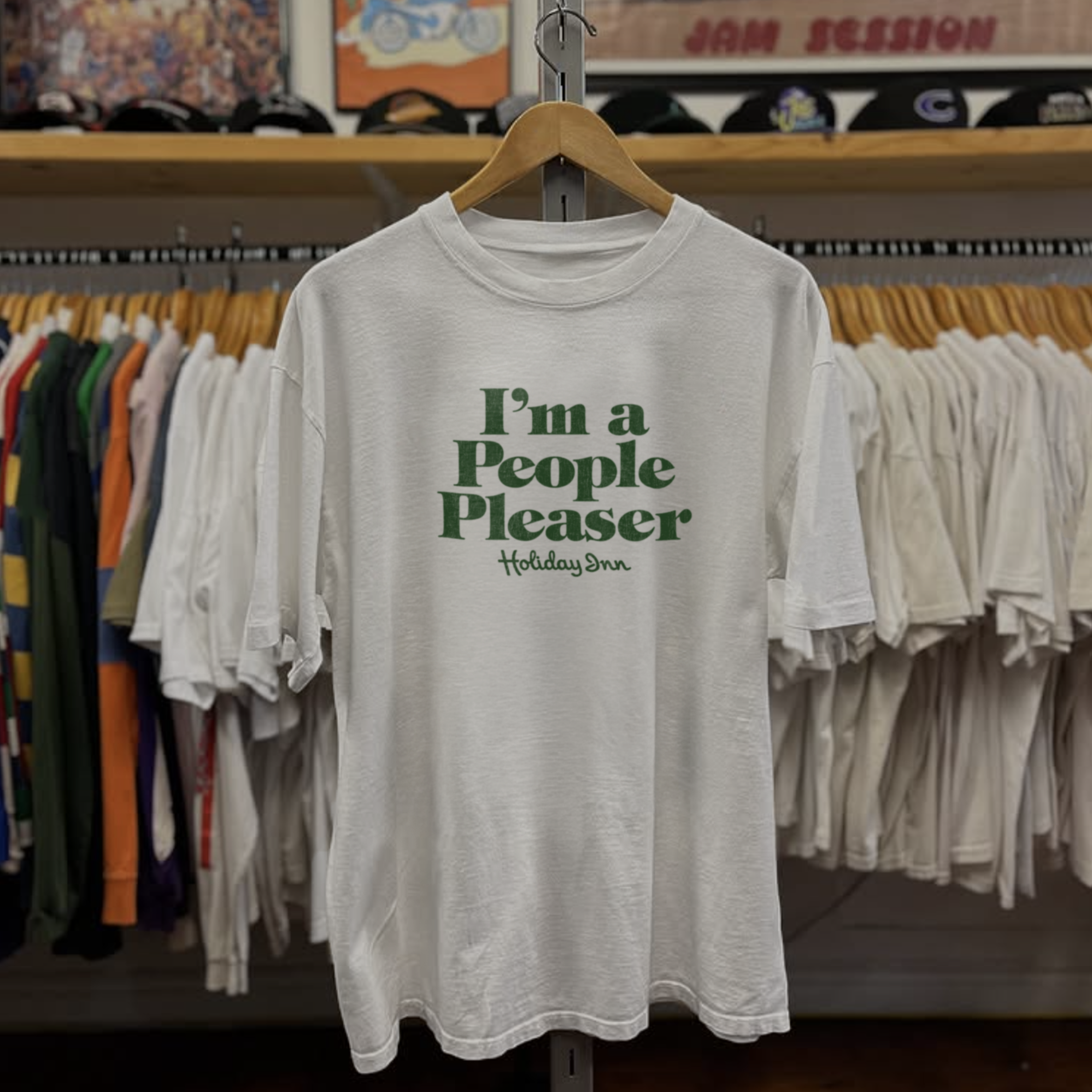 90s People Pleaser Holiday Inn Washed White Tee