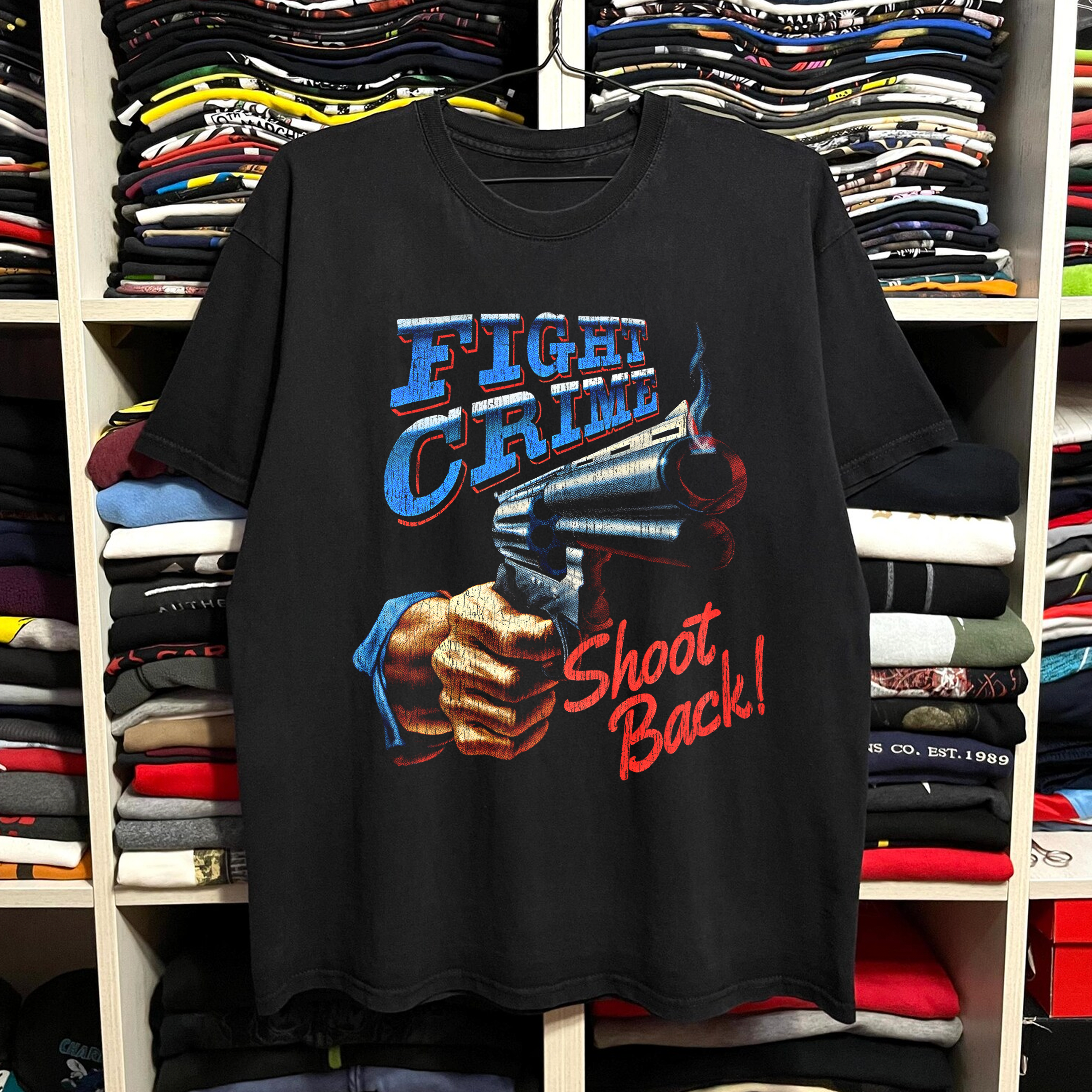 '94 Fight Crime Shoot Back Washed Black Tee