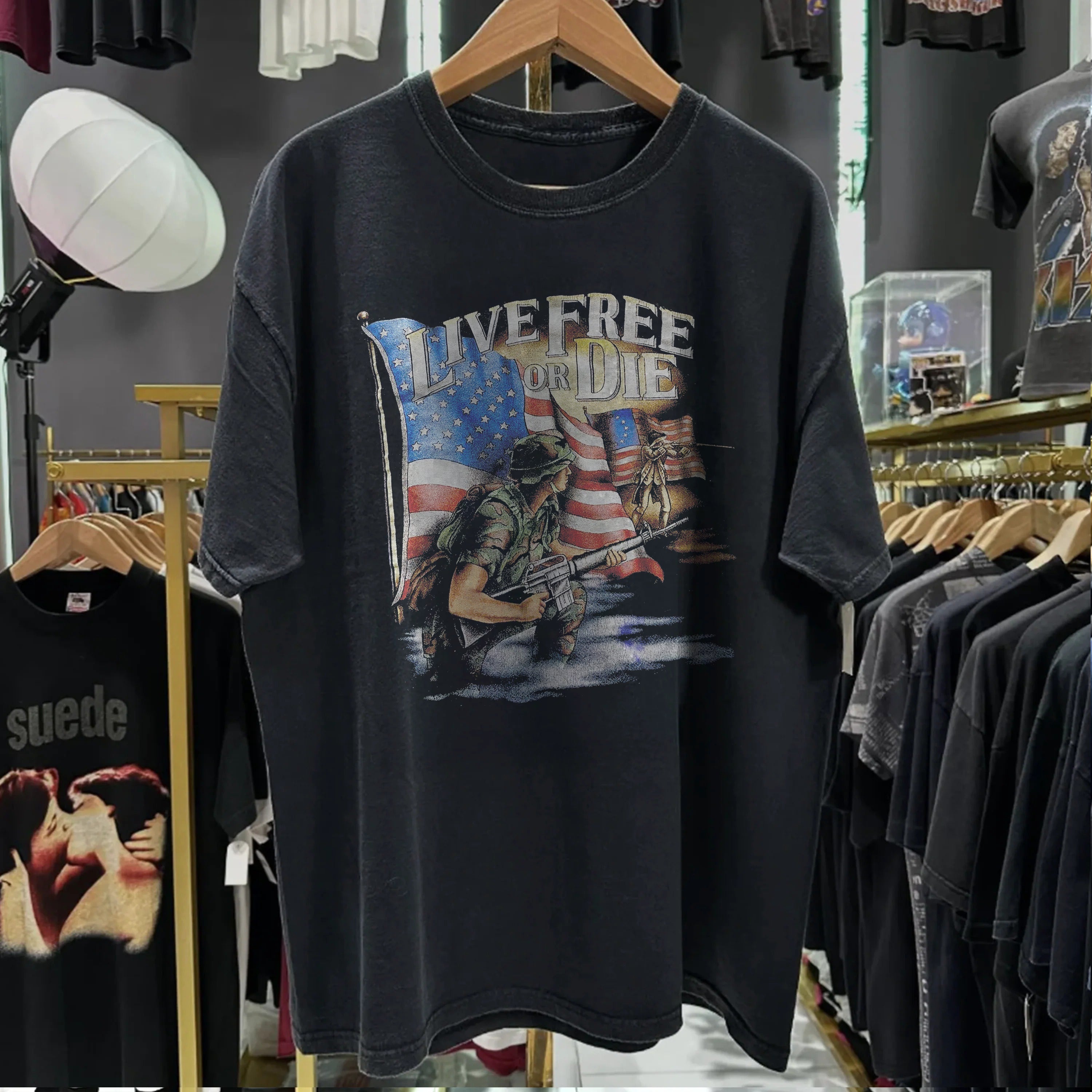 Live Free or Die Washed Black Tee