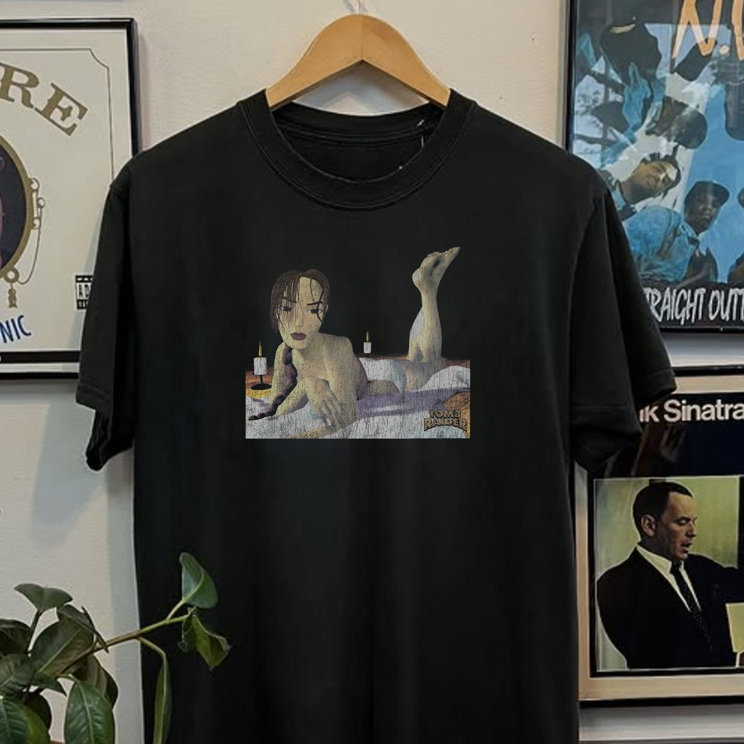Rare Tomb Raider Lara Croft Washed Black Tee