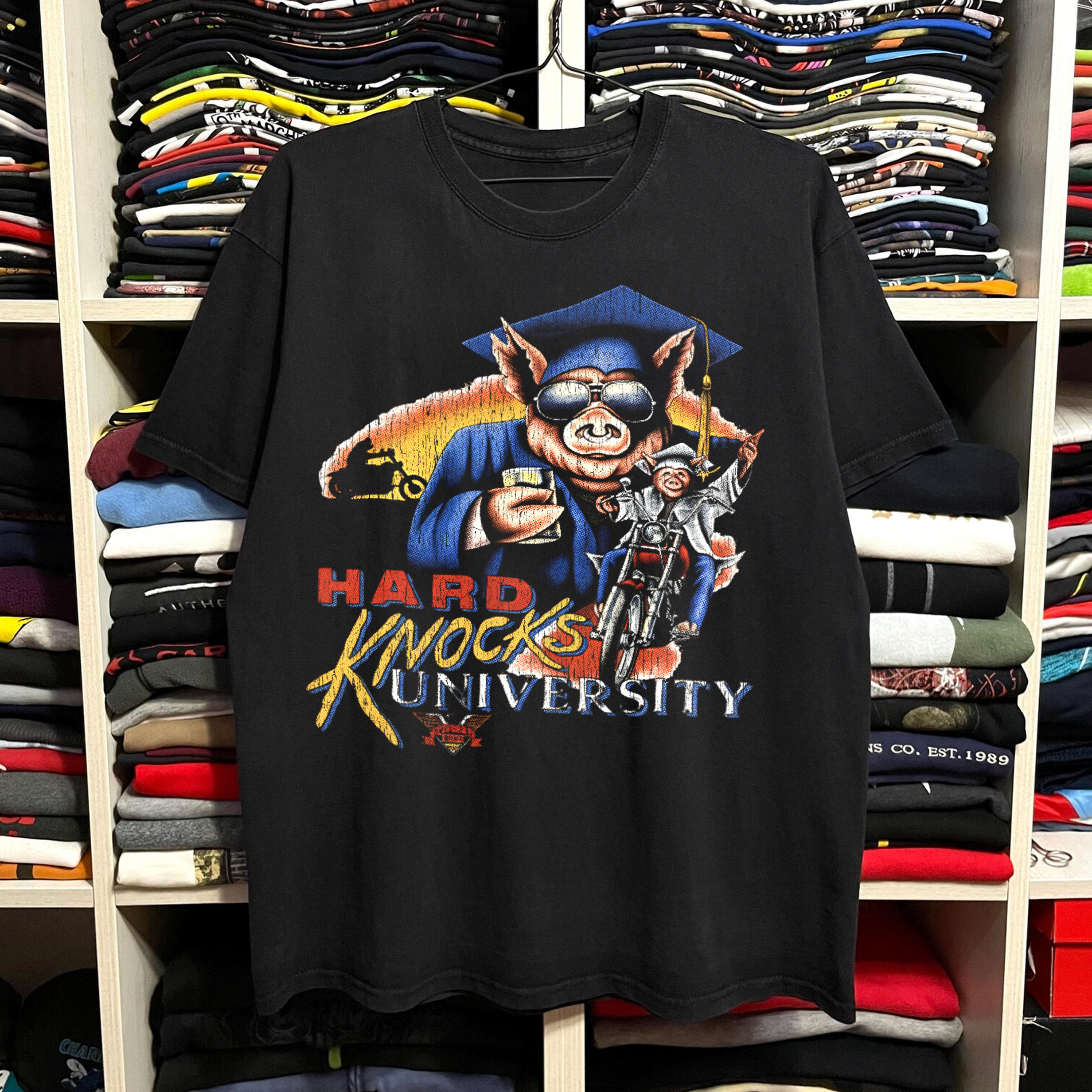 Rare Hard Knocks University Washed Black Tee