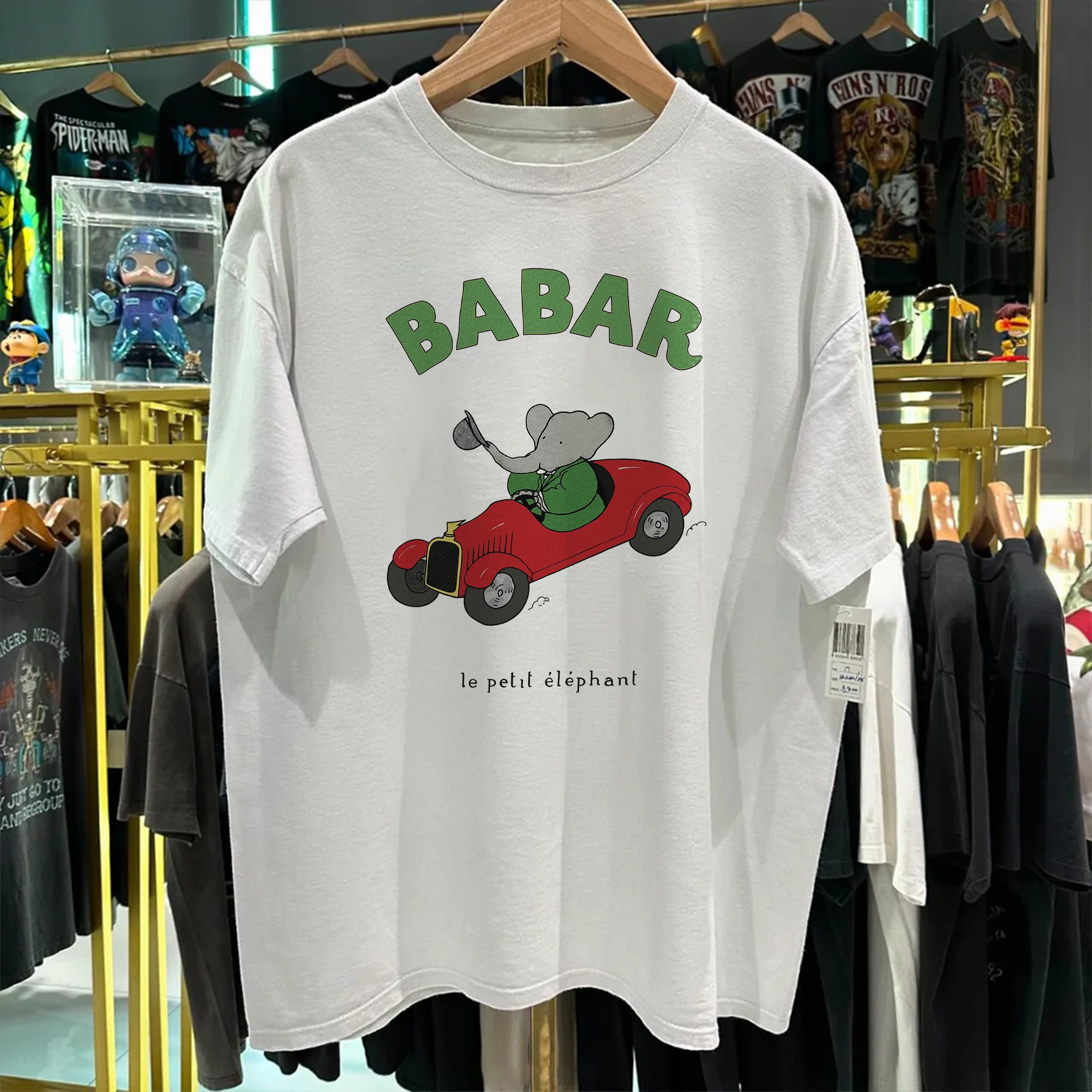 Babar The Elephant Washed White Tee – Strike Anywhere Vintage