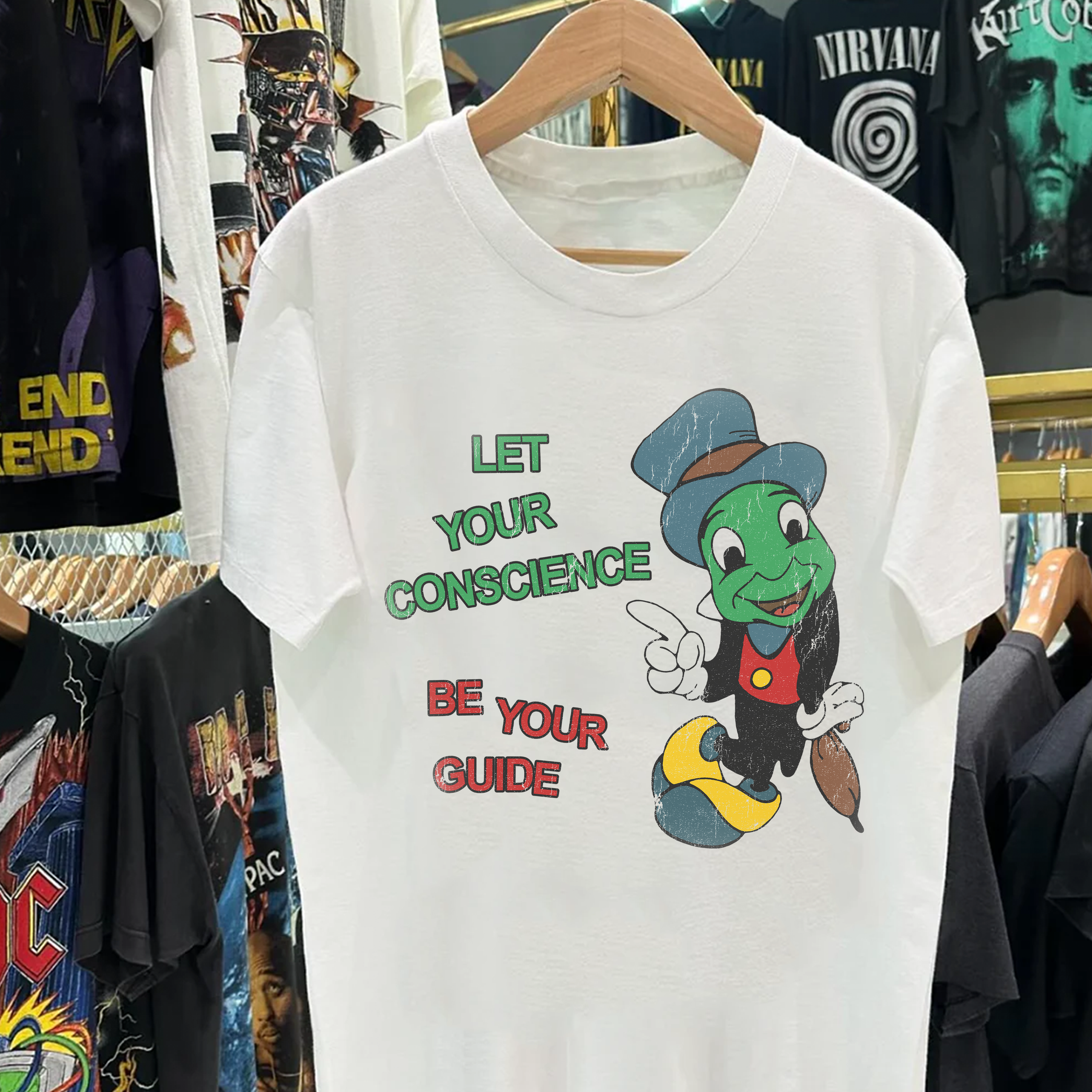 Let Your Conscience Be Your Guide Heavyweight White T-shirt