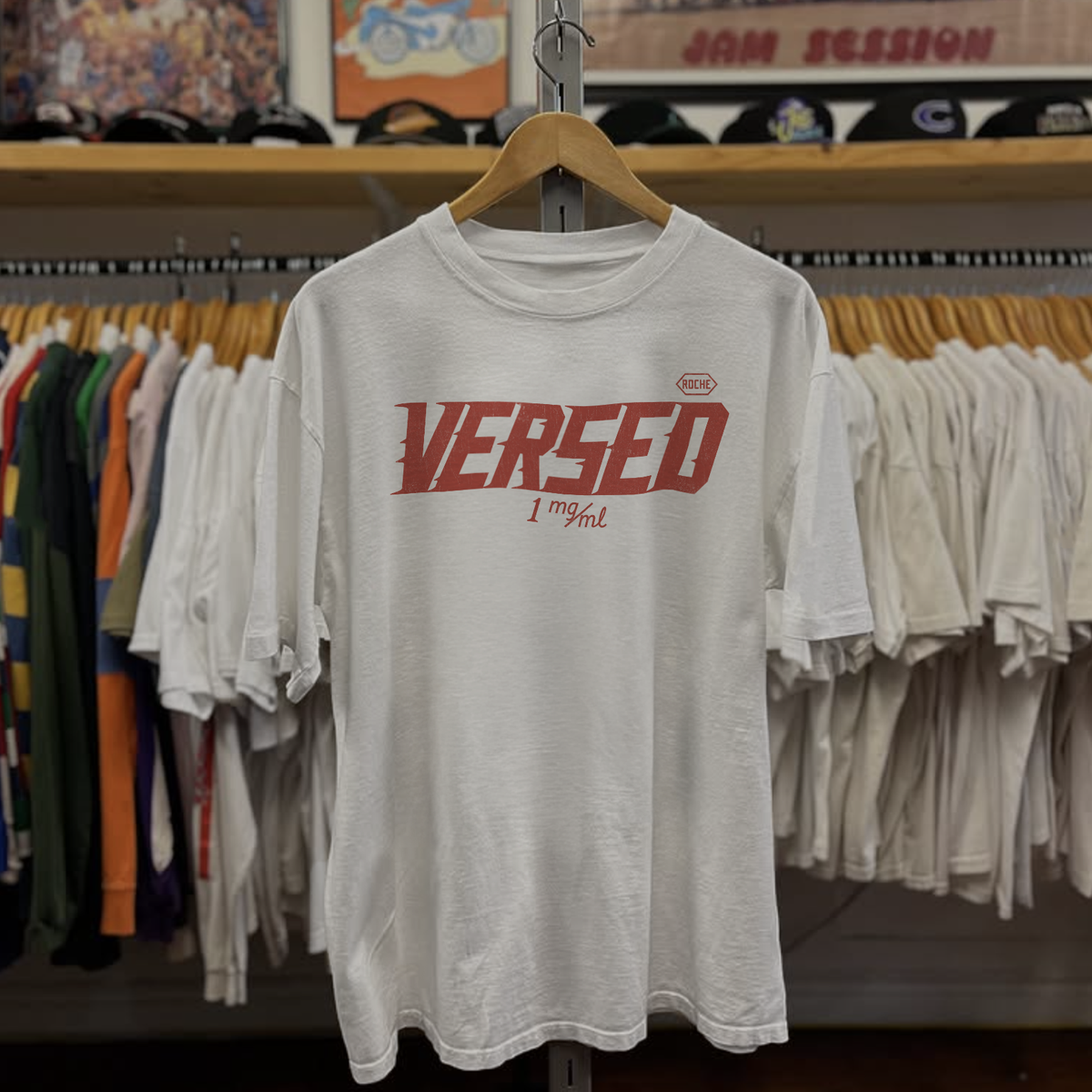 Versed Pharmaceutical Wordmark Washed White Tee
