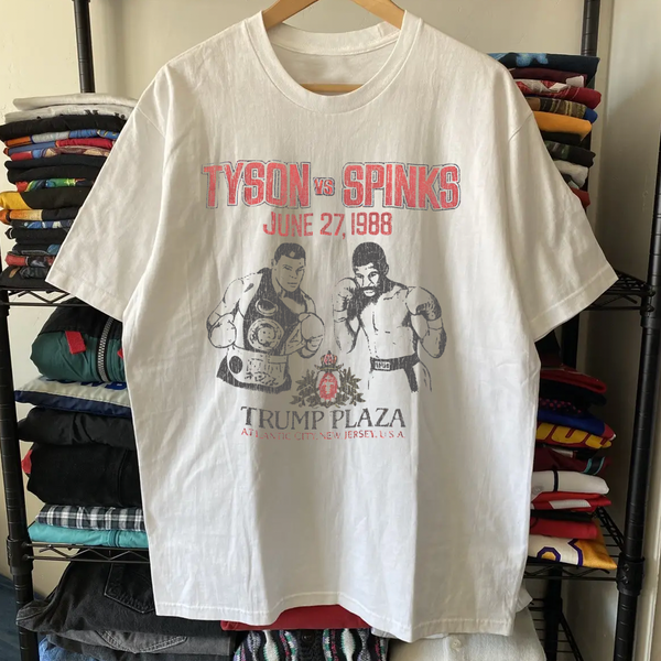 Rare Tyson Vs Spinks Washed White Tee – Strike Anywhere Vintage