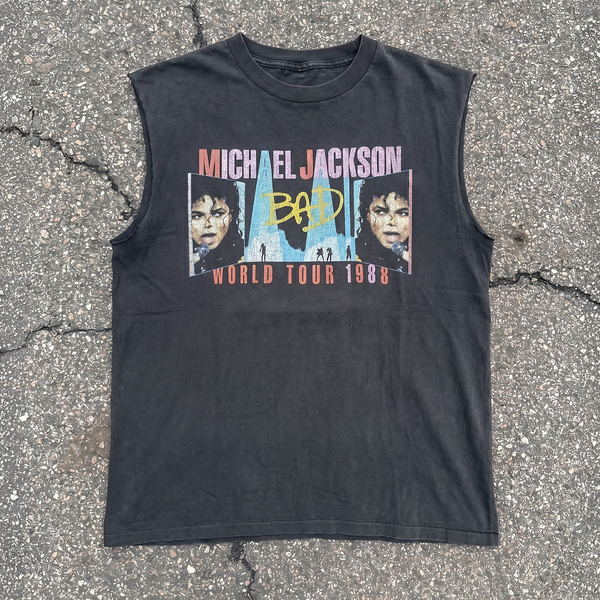 1988 Michael Jackson 'Bad' World Tour Rare Washed Black Cut-Off T