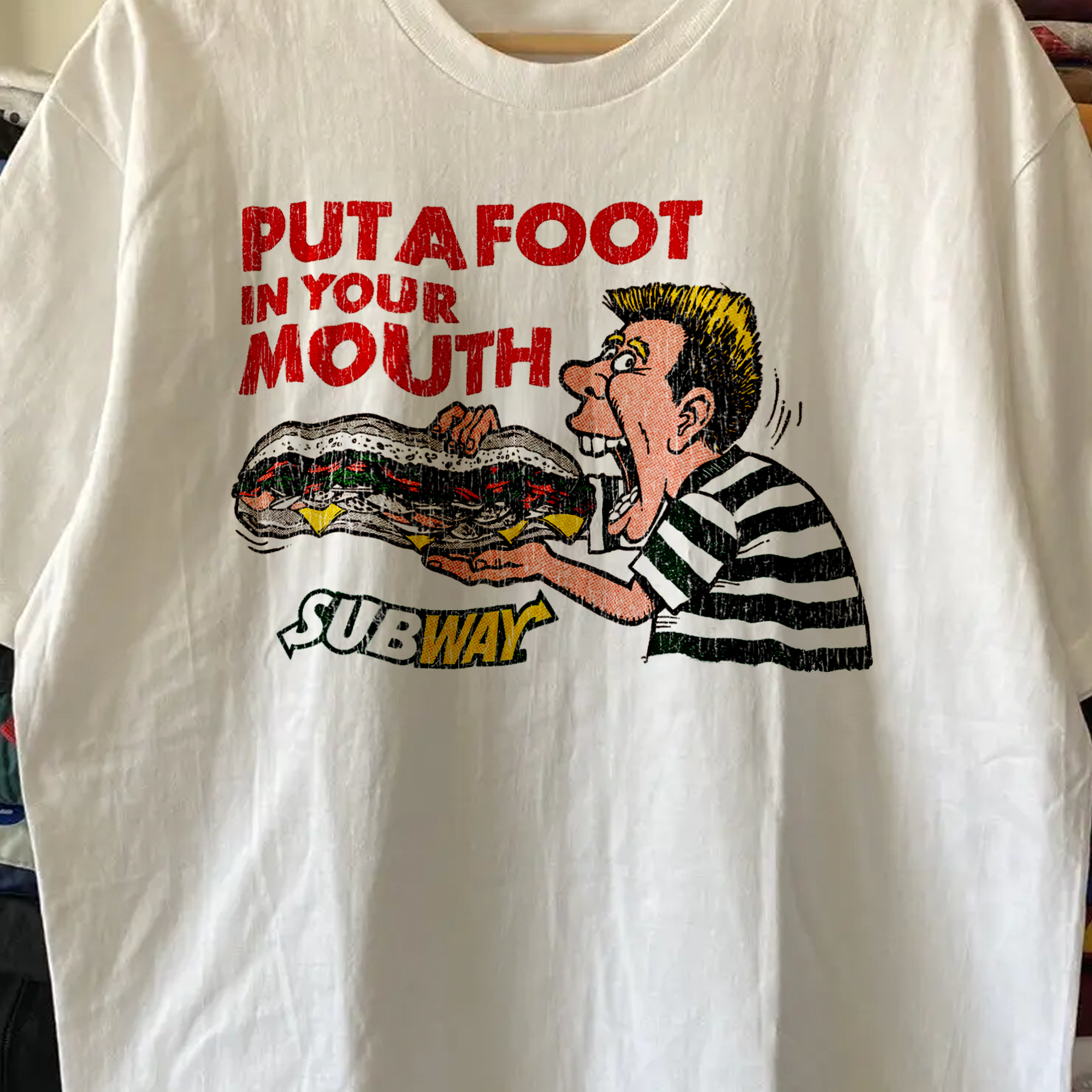 Vintage Subway Washed White Tee