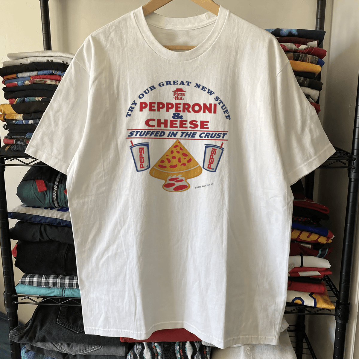 Pizza Hut Stuffed Crust Promo Washed White Tee