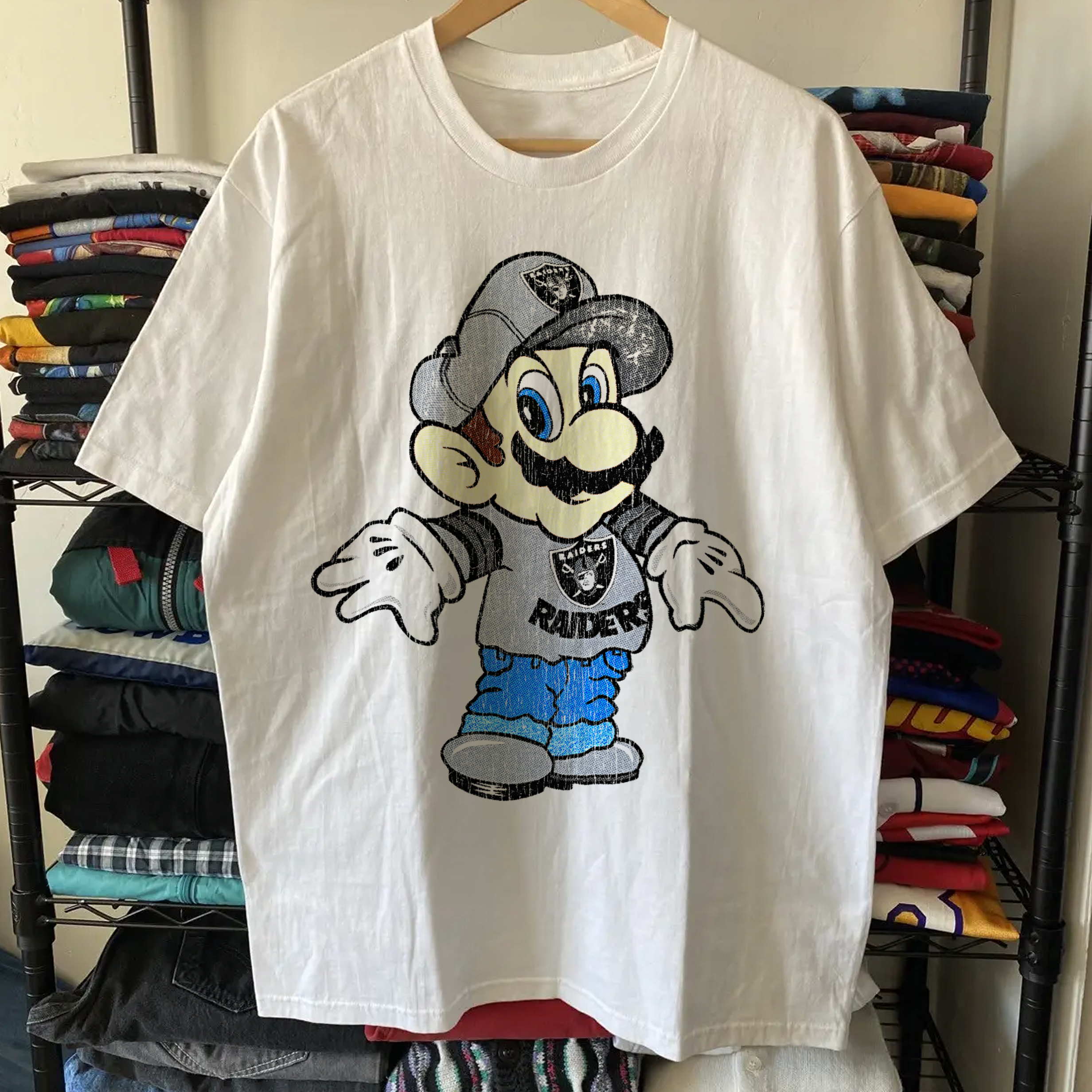 Rare Mario X Raiders Washed White Tee