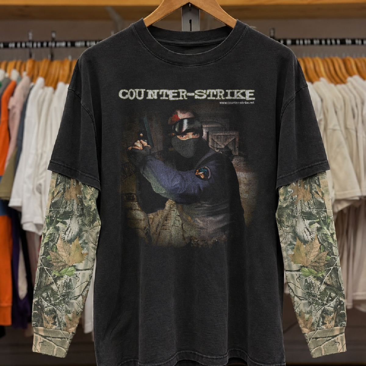 1999 Counterstrike Promo Black Tree Camo Layered LS Tee