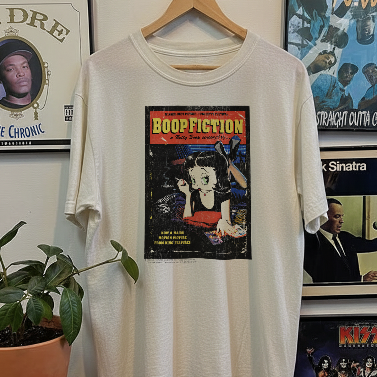 Rare Boop Fiction Parody Washed White Tee