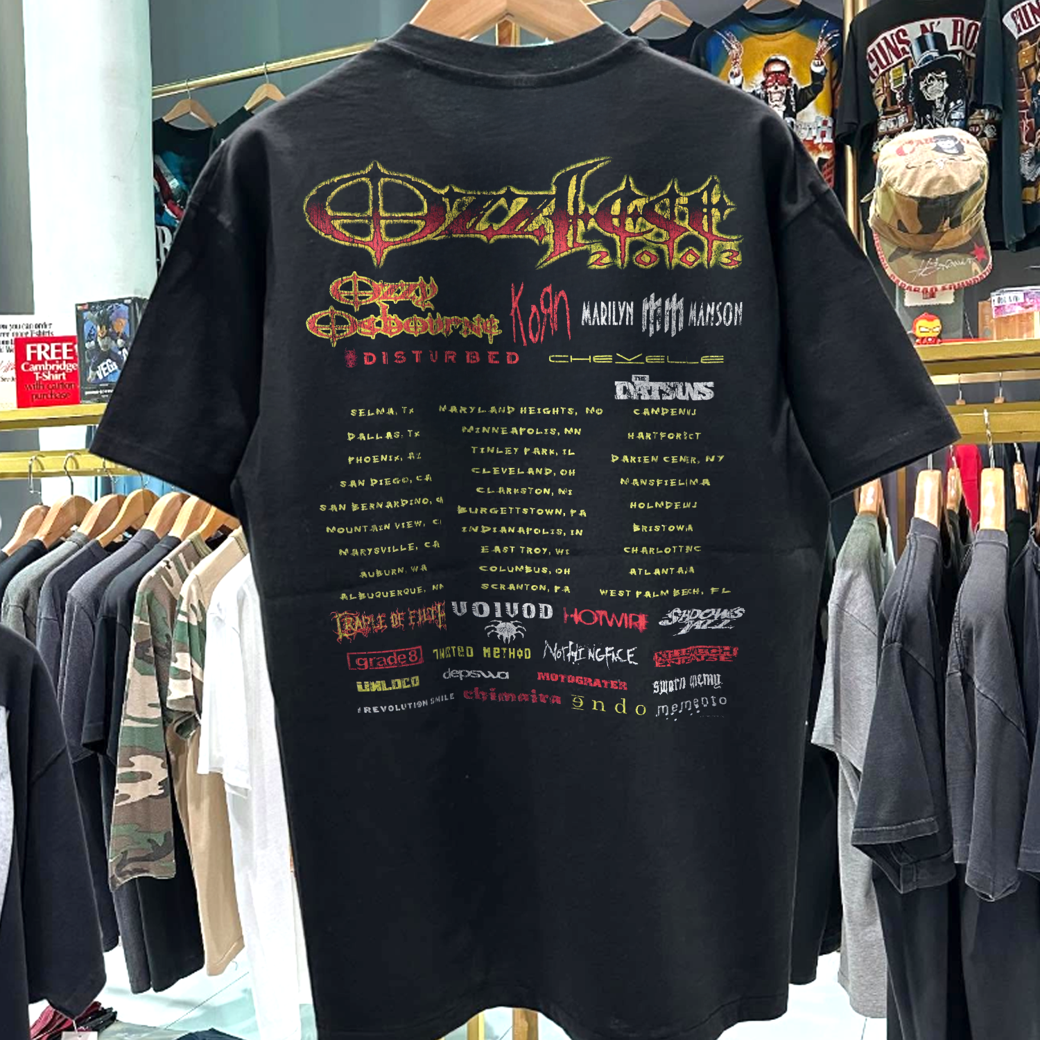 2003 OZZFEST '100% PURE F*CKIN' MAYHEM' RARE WASHED BLACK T-SHIRT