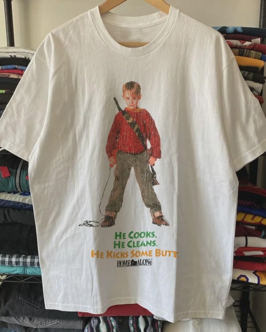 Rare Home Alone Promo Washed White Tee product video [GB-DPA:134388ec3962]