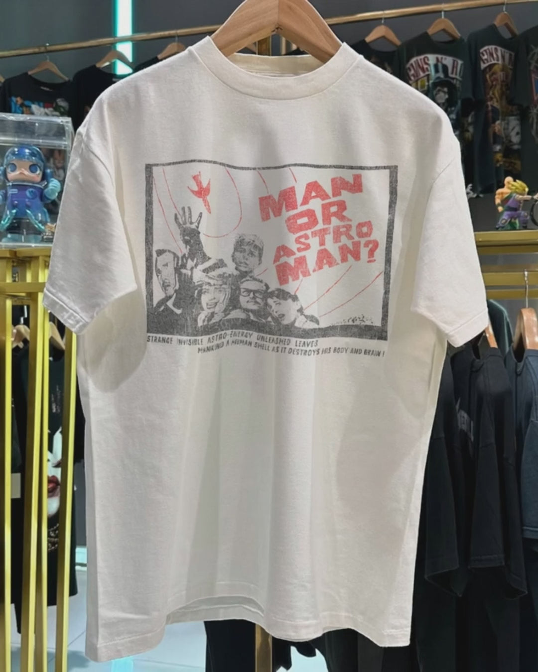 1992 Man Or Astro Man? Rare Washed White T-Shirt – Strike Anywhere
