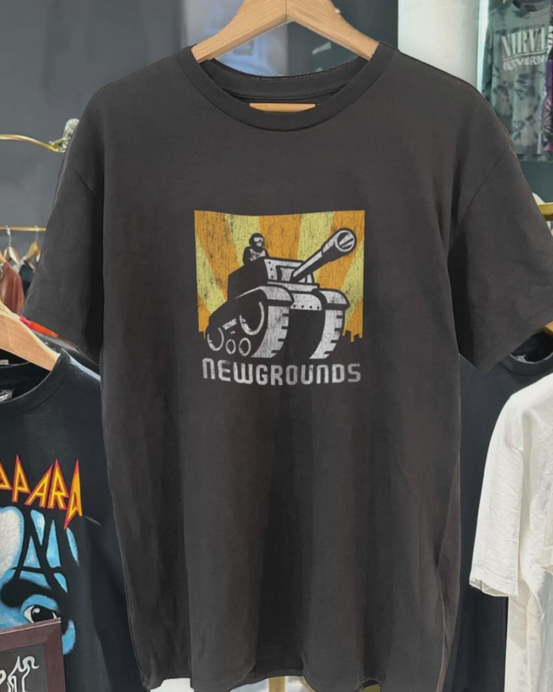 Newground'S 90's-00's Promo Rare Vintage Washed Black T-Shirt