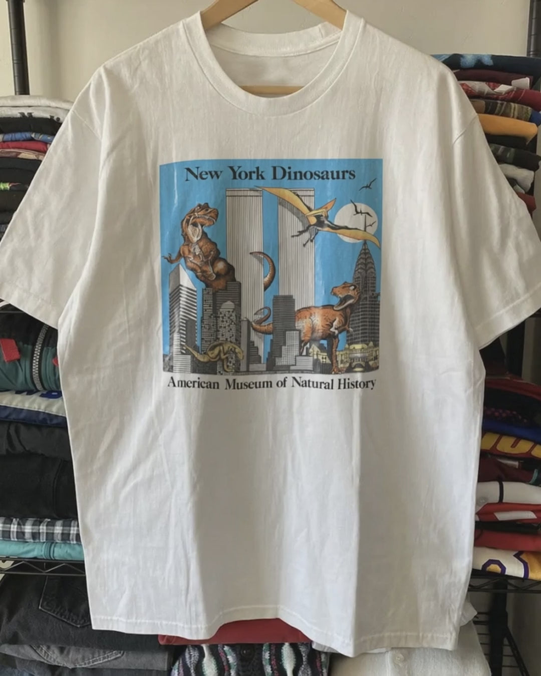 Rare New York Dinosaurs Washed White Tee – Strike Anywhere Vintage