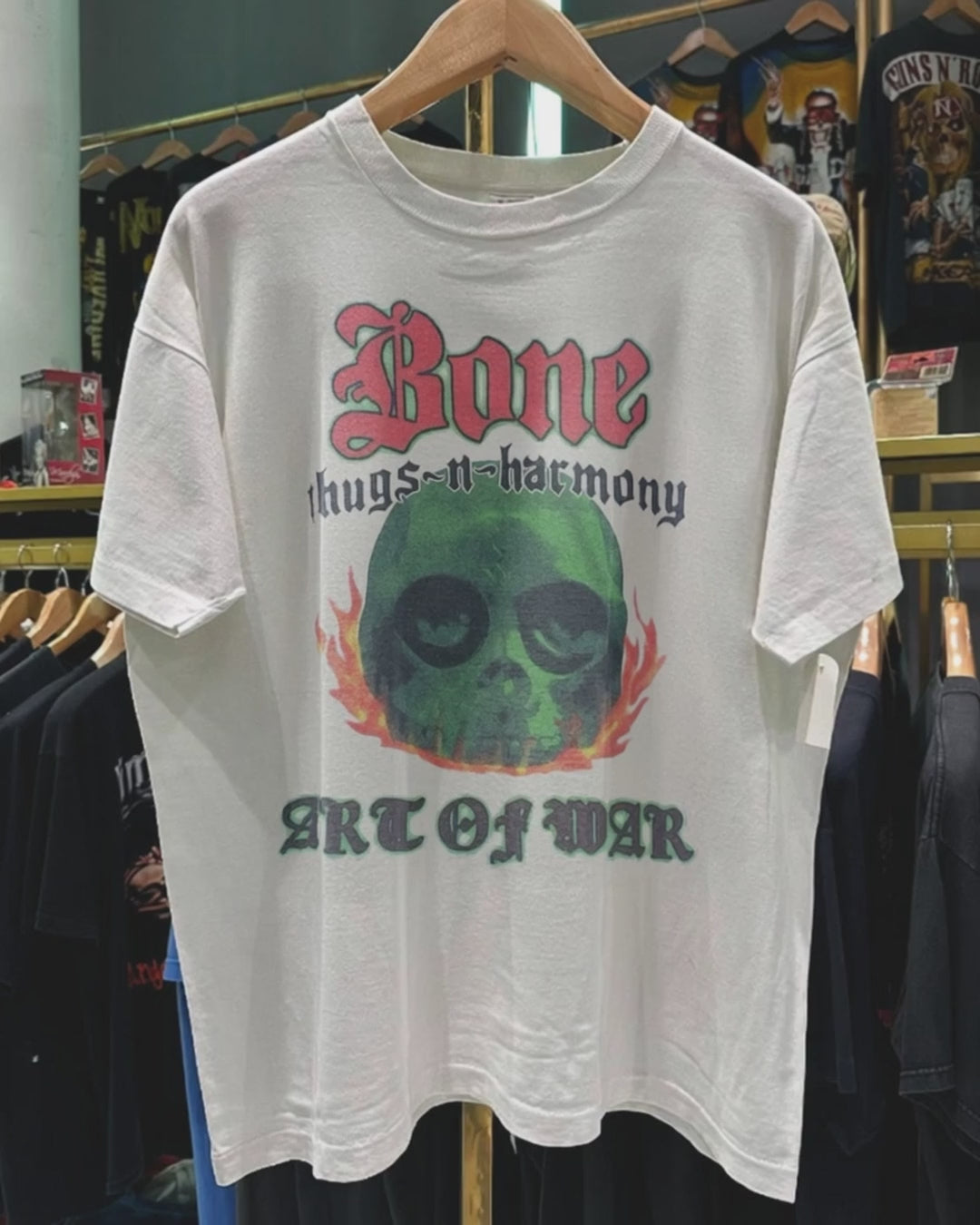 1997 Bone Thugs N Harmony 'Art Of War' Rare Washed White Rap Tee