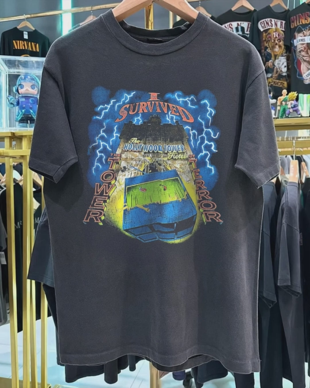 90s Tower Of Terror Hollywood Hotel Rare Washed Black T-Shirt product video [GB-DPA:93b80db207c8]