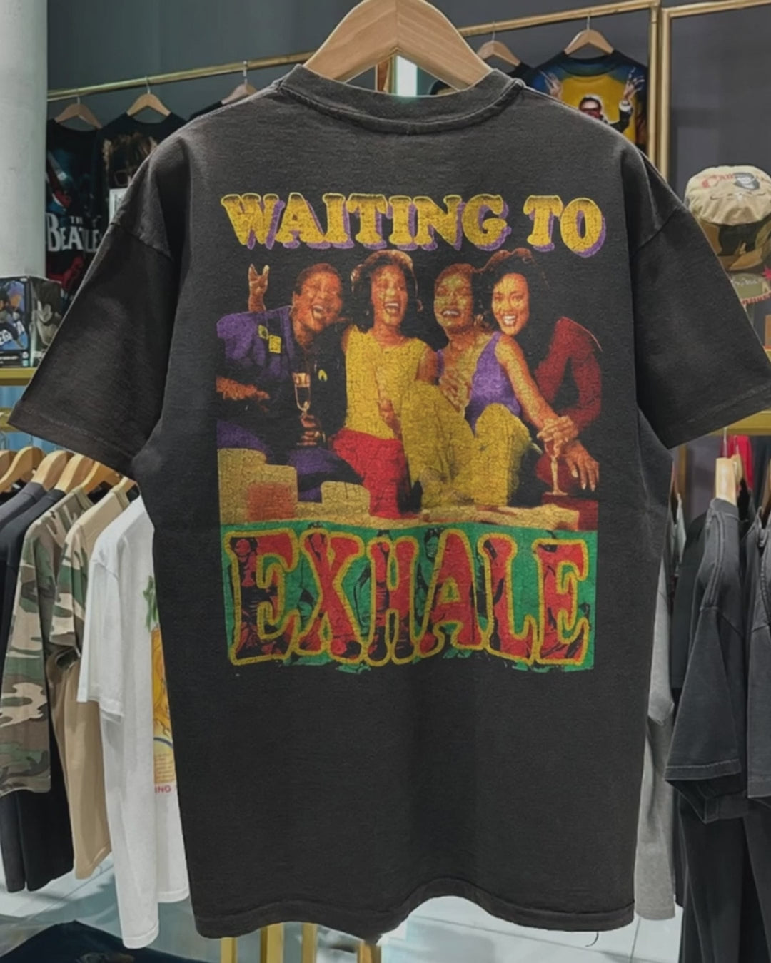 1995 Waiting To Exhale 'Whitney Houston' Rare Washed Black Rap-Tee product video [GB-DPA:07cbccd81787]