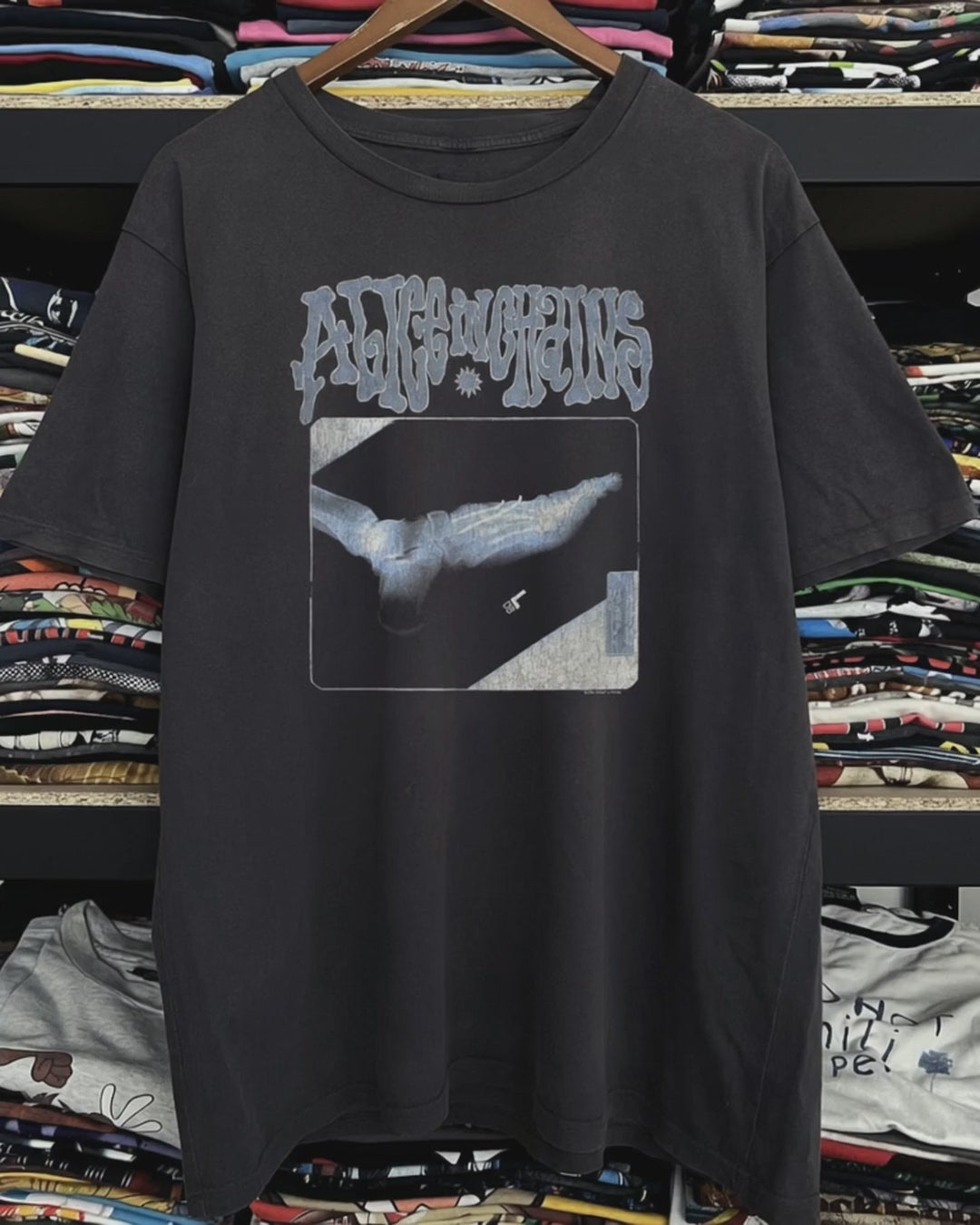 1992 Alice In Chains Broken Foot Xray Washed Black Tee – Strike