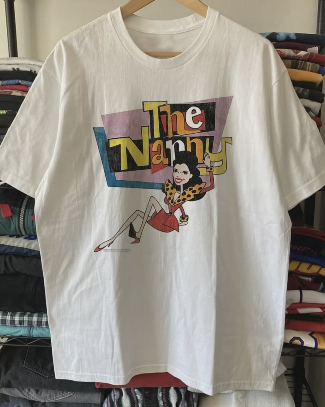 1994 The Nanny Series Promo Washed White Tee product video [GB-DPA:5f9b63ede251]