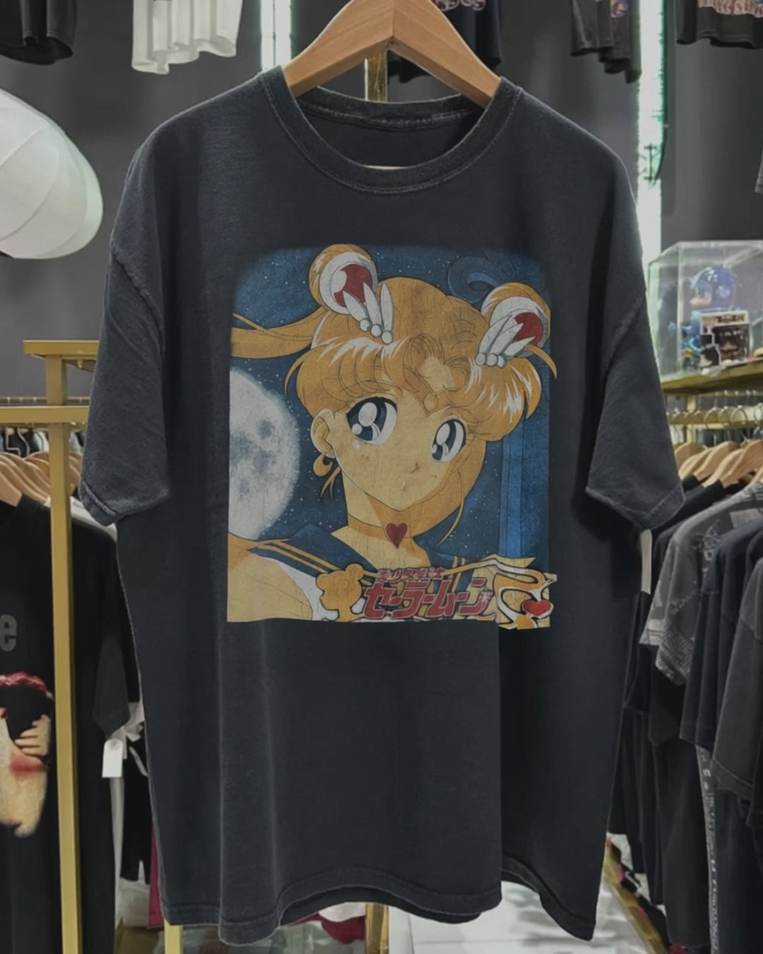 90s Sailor Moon Washed Black Tee product video [GB-DPA:f3bfcac3dc92]