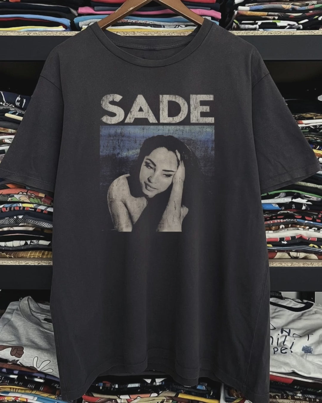 Rare Sade Portrait Washed Black Tee product video [GB-DPA:9160a3fce368]