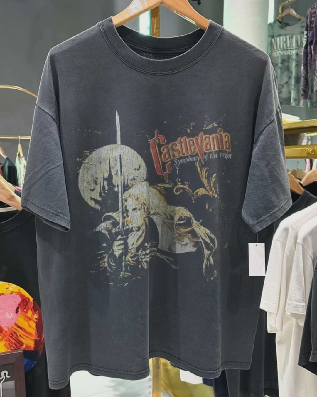 1997 Castlevania 'Sotn' Rare Washed Black T-Shirt product video [GB-DPA:f8862c3b9024]