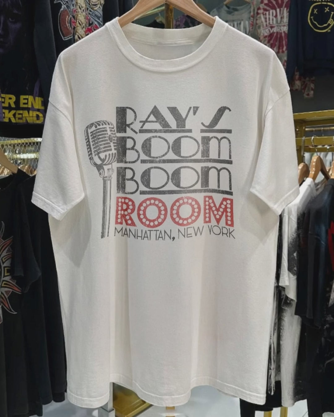 90s Boom Boom Room NY Rare Washed White T-Shirt product video [GB-DPA:a78bcf304284]