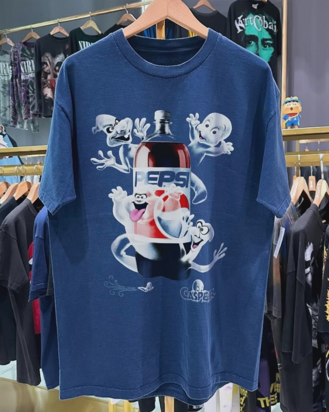 1995 Casper 2 Ltr Pepsi Promo Blue T-Shirt product video [GB-DPA:80cef9d797fc]